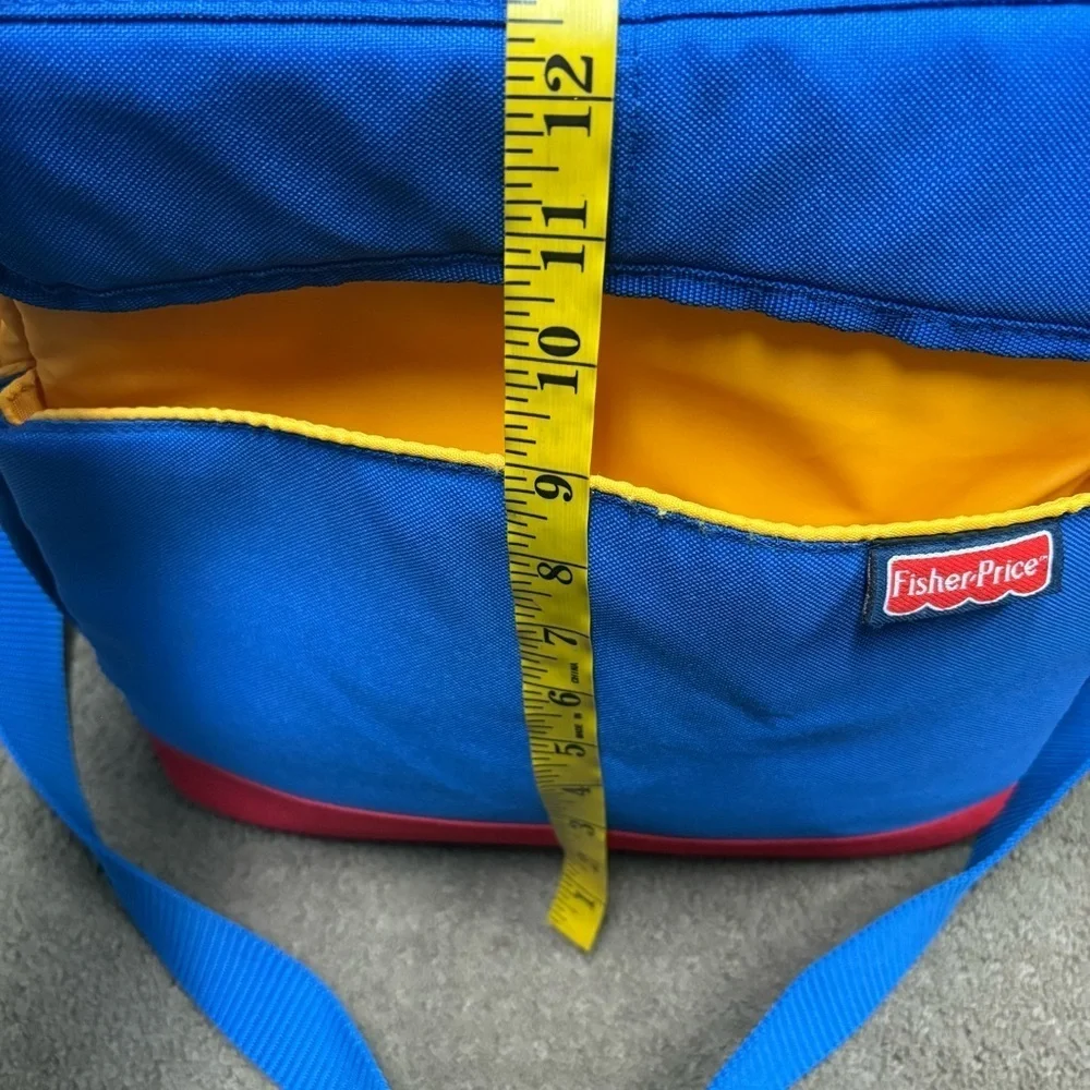 FISHER PRICE Diaper Bag Tote Cooler Bag Blue Yellow Vintage Large Travel 90's